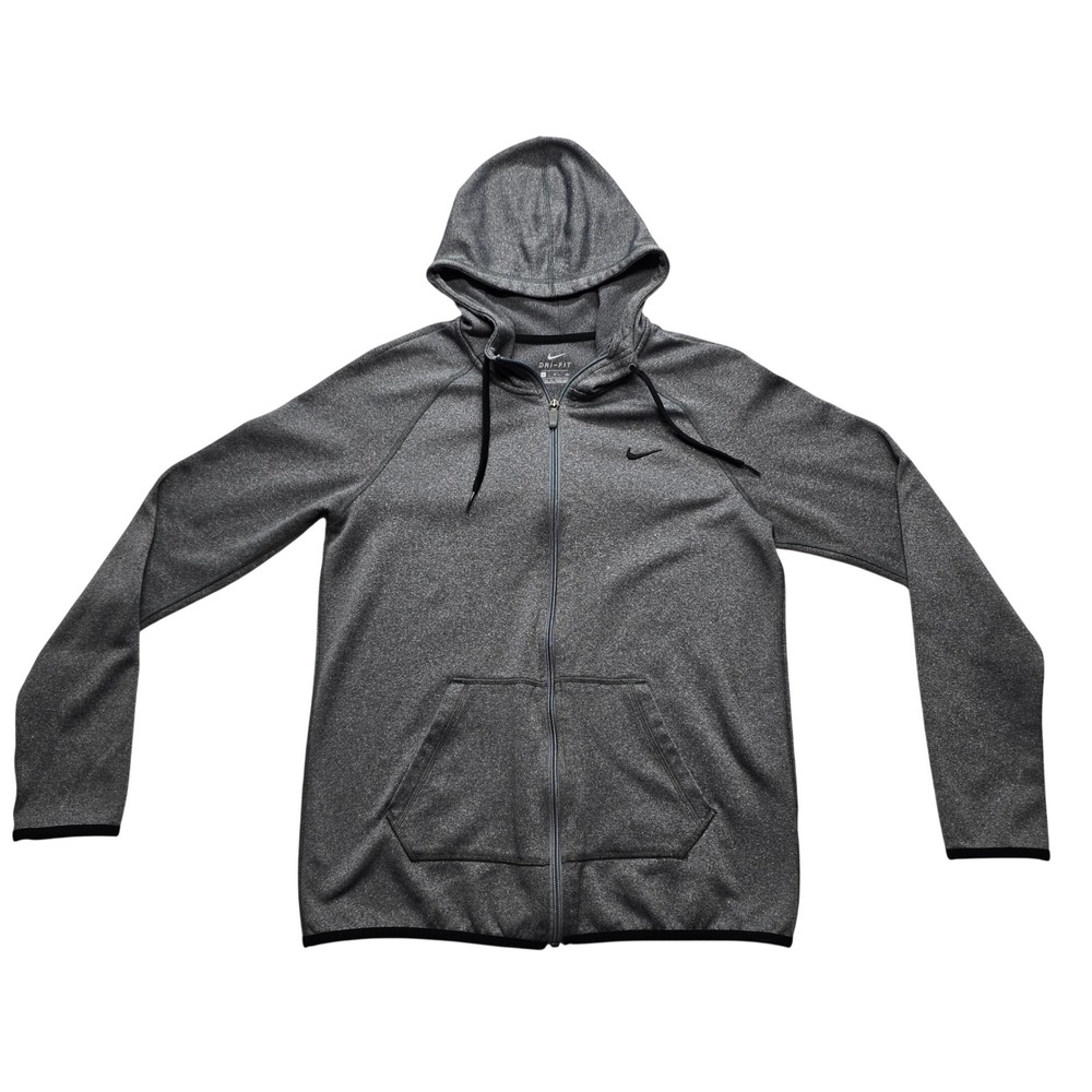 Nike Dri-FIT Zip Hoodie Gray Athletic Sweatshirt Small Training